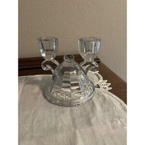 Vintage Imperial Glass Crocheted Pattern Double Candleholder